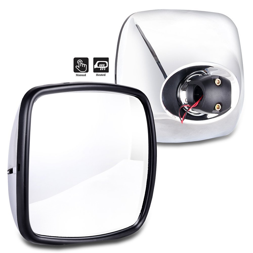 Towing Mirrors For Freightliner Columbia And M2 Pair Left Right Side Manual Control Heated With Chrome Housing 2004 To 2016