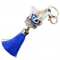 Bling Diamond Keychain Lion Dance Chinese Style Creative Tassel Pendant Metal Keyring Ornament For Wallet Bag 