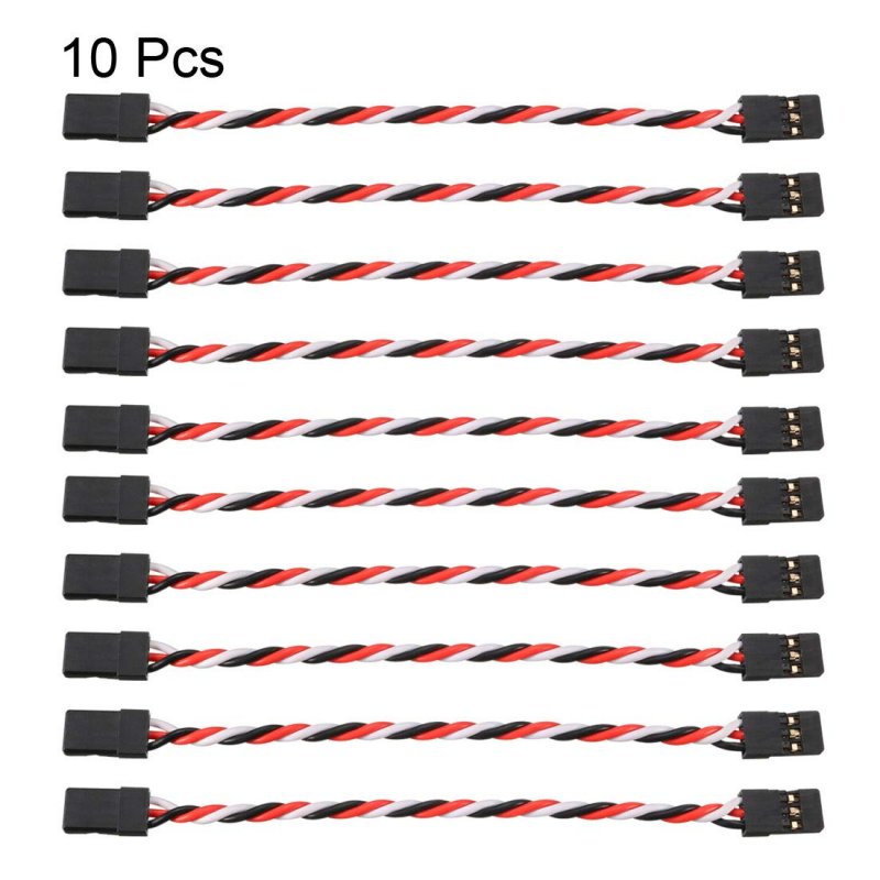10pcs 4 Inches 10cm 3-pin Servo Extension Cable Wire Male To Female For Rc Futaba Jr Anti-interference