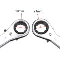 Reversible Ratcheting Wrench 19mm X 21mm Double Box End Cr-v