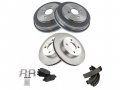 Front And Rear Semi-metallic Brake Pad Rotor Shoe Drum Kit Compatible With 2003-2007 Saturn Ion 4-lug 