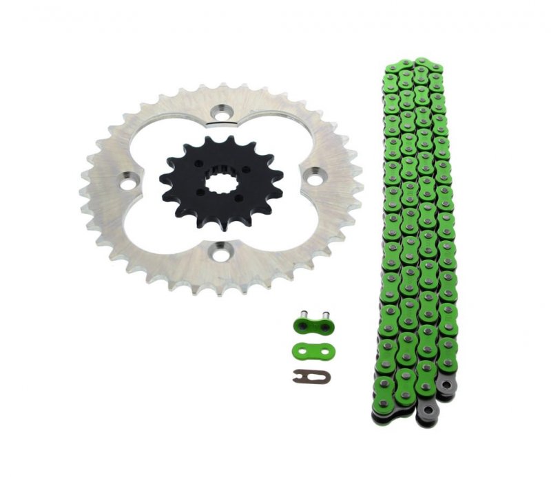 Chain And Sprocket Kit For Honda Trx400x 2009 2010 2011 2012 2013 2014 Green Non O Ring 520 94 Silver Steel Sprockets 15 Tooth