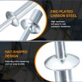 100 Pcs 8 In X 1 4 Round Head Closed End Blind Rivets Zinc Plated Carbon Steel Grip And Mandrel Cap Fasteners Silver