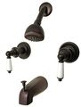 8 Two-handle Tub And Shower Faucets Washerless Quarter-turn Porcelain Handle Plumb Usa Oil Rubbed Bronze 