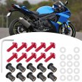 Qiilu Windshield Bolts Kit 10pcs Motorcycle Nut Washers Universal Motorbike Fairing Mounting Red