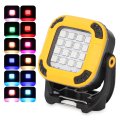 Cob Magnetic Work Light Usb Rechargeable Led Lamp With 8 Color Modes Foldable Design For Outdoor Use And Car Repair Yellow