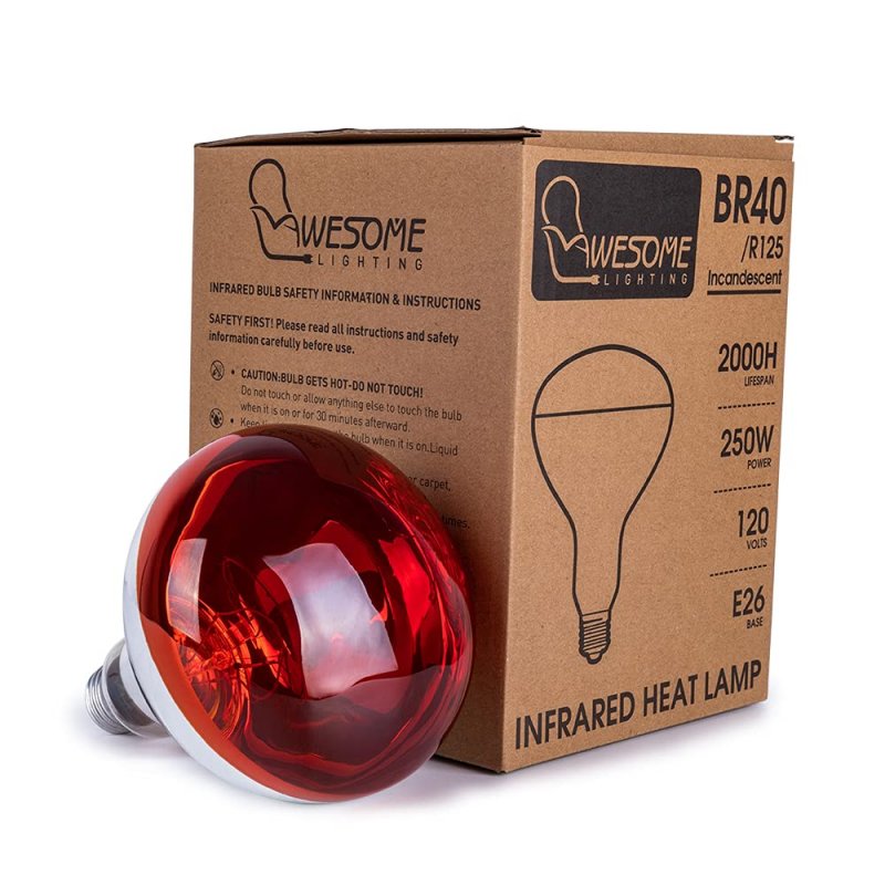 Incandescent Heat Lamp 250 Watts Infrared Bulb For Therapy Bathroom Recessed Lighting Pet Brooder And Agricultural Use R125 E26
