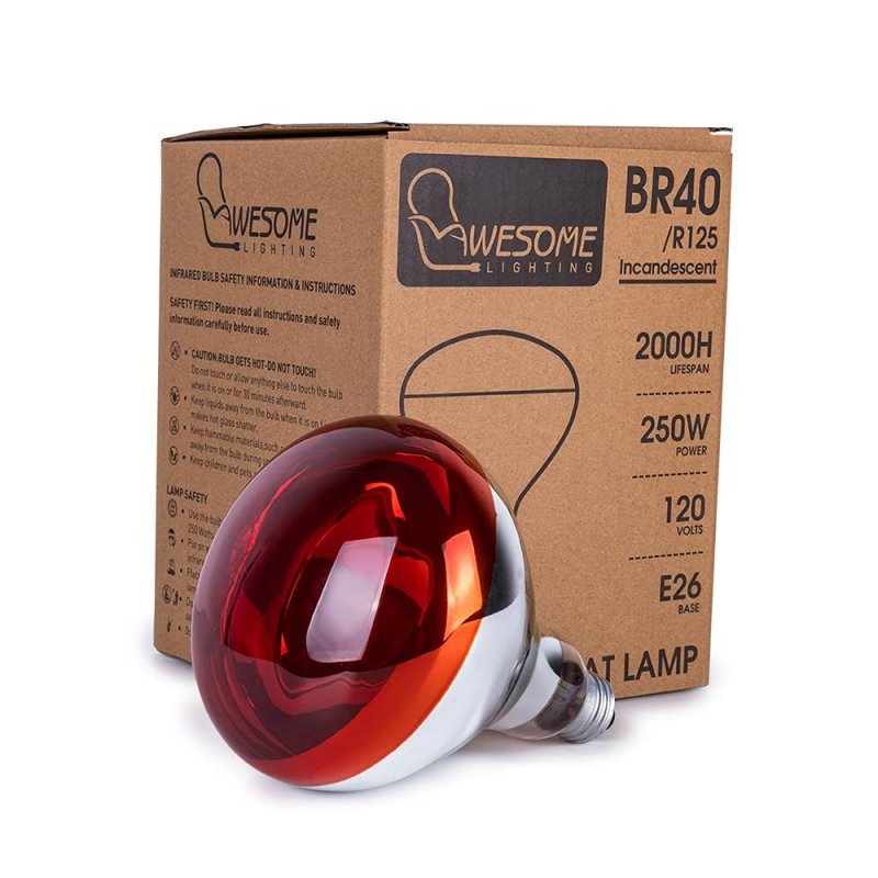 Incandescent Heat Lamp 250 Watts Infrared Bulb For Therapy Bathroom Recessed Lighting Pet Brooder And Agricultural Use R125 E26