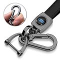 Ford Logo Black Leather Loop Strap Key Chain With Dark Gunmetal Hook Official Licensed 5 25 In X 0 75 Modern Style