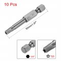 Uxcell 50mm Long 1 4inch Hex Shank T25 Torx Security Star Screwdriver Bits S2 High Alloy Steel 10pcs