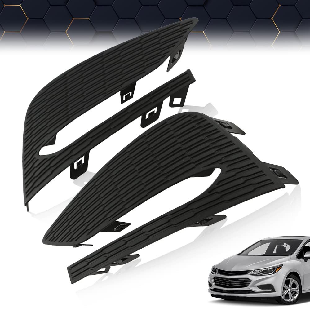 Front Fog Light Lamp Cover Frame Pair For Chevy Cruze 2016 2017 2018 Black Left And Right Side Waterproof Polypropylene