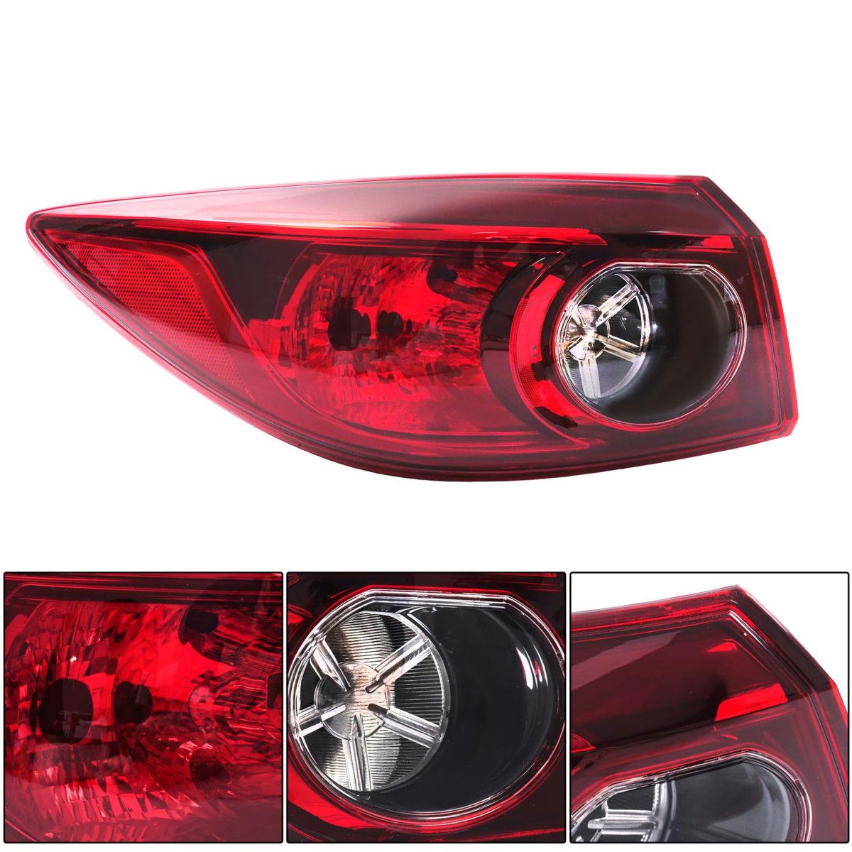 Left Tail Light Assembly For Mazda 3 Sedan 2014 2015 2016 2017 2018 Driver Side Outer Brake Lamp Halogen Red And Clear Lens