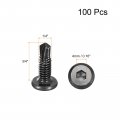 Uxcell Hex Socket Self Tapping Screws 1 4 X 3 410 Stainless Steel Sheet Metal Flat Head Drilling Screw 100pcs Black