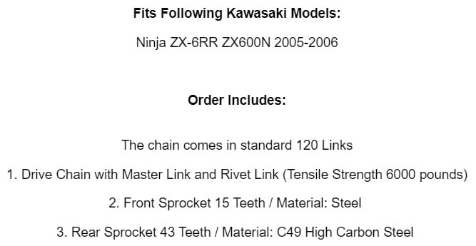 For Red Drive Chain And Sprocket Kit Kawasaki Ninja Zx-6rr Zx600n 2005 2006 Mod-ztf1-6261