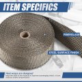 Auto Dynasty Exhaust Header Heat Wraps Roll With 5 Steel Ties 2in X 50ft Fiberglass Shield Tape For Motorcycle Car Exhausts