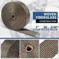 Auto Dynasty Exhaust Header Heat Wraps Roll With 5 Steel Ties 2in X 50ft Fiberglass Shield Tape For Motorcycle Car Exhausts