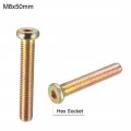 Uxcell M8x50mm Furniture Screw Hex Socket Machine Screws Zinc Plated Fasteners Bolts Full Thread Carbon Steel 15pcs
