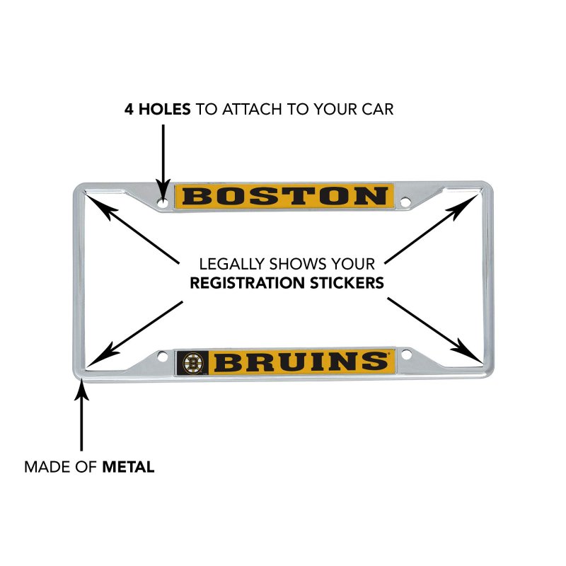 Boston Bruins Team Nhl National Hockey League Metal License Plate Frame For Front Or Back Of Car Officially Licensed