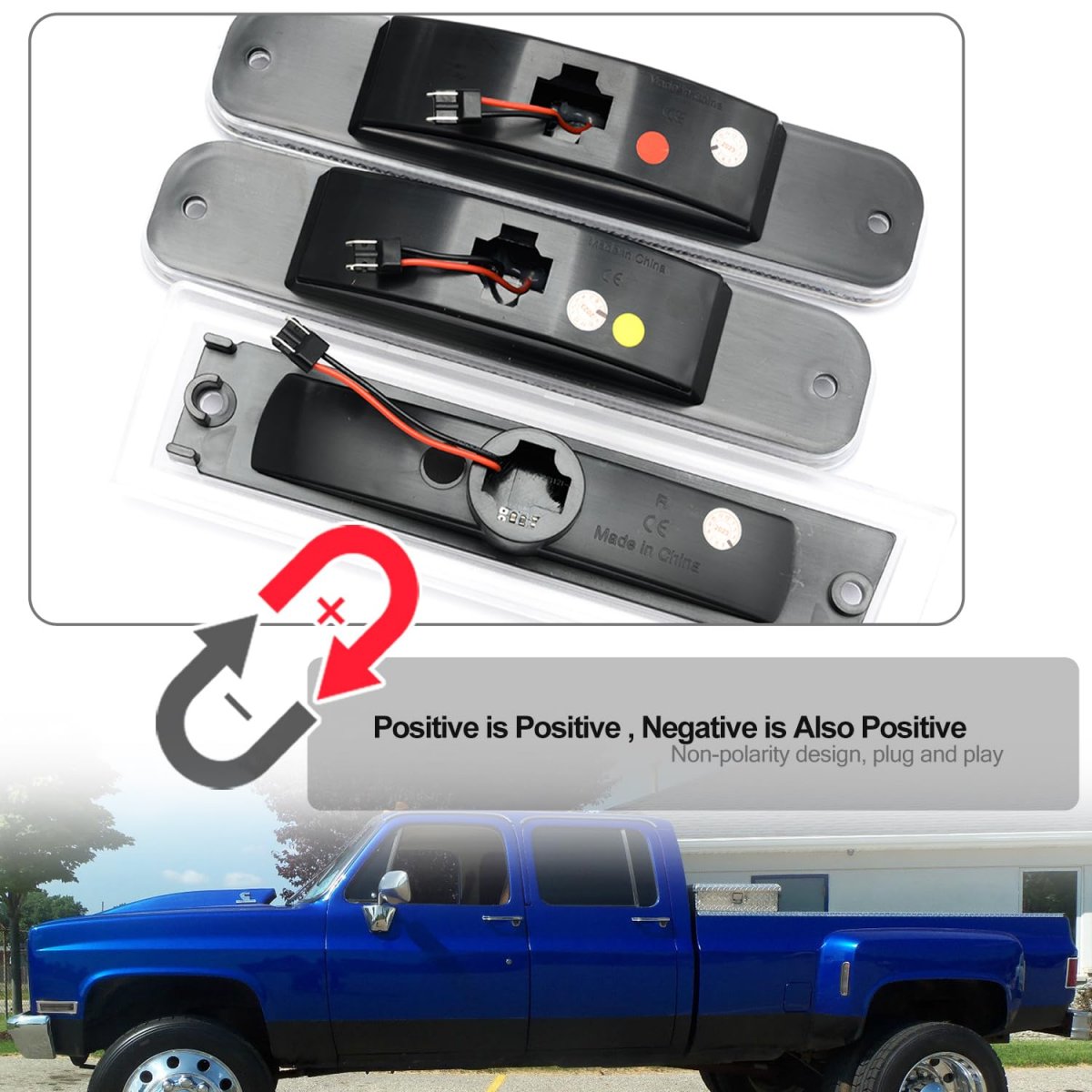 Nslumo Led Side Marker Lights For 1981-1991 Chevy C K C30 K30 Gmc C3500 K3500 Dually Trucks Amber Front Rear Red Clearance