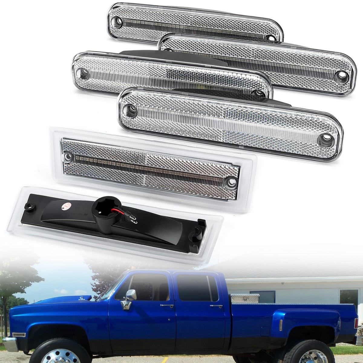 Nslumo Led Side Marker Lights For 1981-1991 Chevy C K C30 K30 Gmc C3500 K3500 Dually Trucks Amber Front Rear Red Clearance