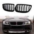 Front Lh Rh Upper Kidney Grill Grille For Bmw 2007-2010 E92 E93 328i 335i 2-door 2008-2013 M3 Glossy Black Double Line