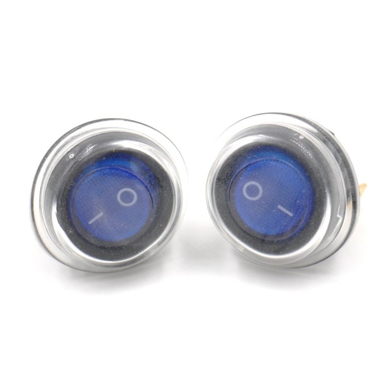 Baomain Rocker Switch Spst On Off 3 Pins Blue Light Round Ac 250v 6a 125v 10a W Cap Pair
