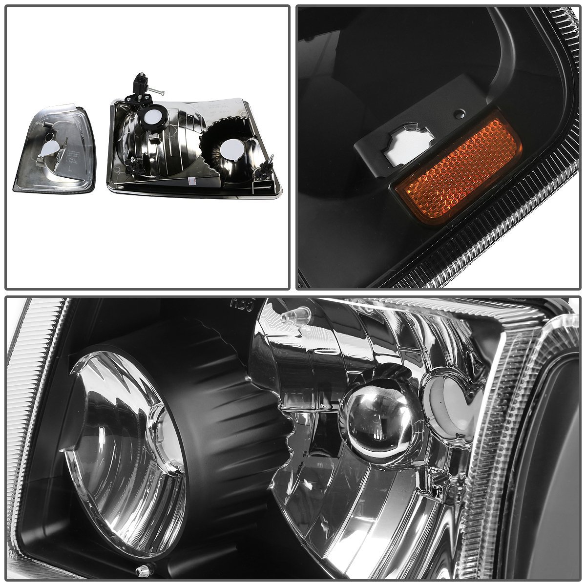 Auto Dynasty For Ford Ranger Pair Of Black Housing Amber Corner Headlight Smoke Lens Led 3rd Brake Light