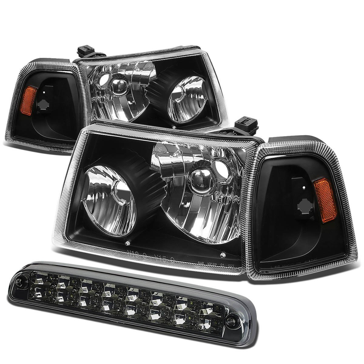 Auto Dynasty For Ford Ranger Pair Of Black Housing Amber Corner Headlight Smoke Lens Led 3rd Brake Light
