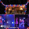 Patriotic Red White Blue Star String Lights 50 Led Battery Operated 30ft Waterproof 8 Modes For 4th Of July Independence Day