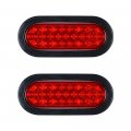 Astra Depot 1 Pair Red 24-led Oval Oblong Sealed Stop Parking Tail Light W Grommet Plug Trailer Truck Rv