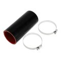 1 Set 60mm 2 36 Id 150mm 5 91 Length 0 Degree Black Red Silicone Hose With Clamps Coolant Universal 