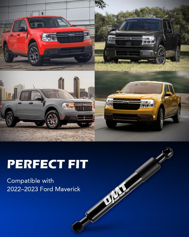 Truck Tailgate Assist Shock For 2022 To 2025 Ford Maverick Heavy Duty Damper Kit With Gentle Lowering Control And No Drill