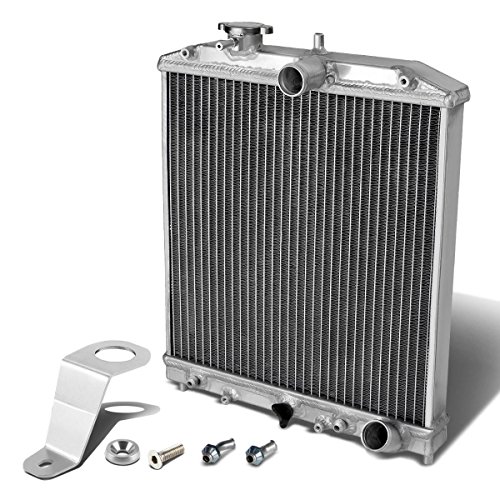 Full Aluminum 2-row 42mm Radiator Bundle With Silver Stay Mount Bracket For Civic 92-00 Del Sol 93-97 Integra 94-01 Eg