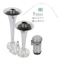 115db Chrome Zinc Dual Trumpet Electric Train Car Air Horn With Compressor Replacement For 12v Vehicles Trucks Lorrys Trains 
