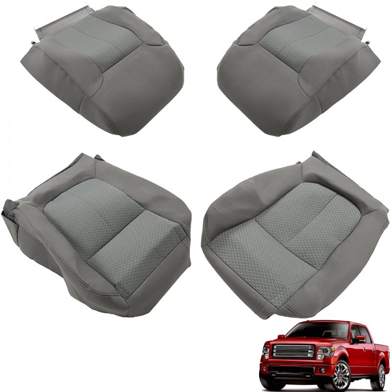 Gray Cloth Seat Cover Replacement For 2011 2012 2013 2014 F150 Front Driver And Passenger Bottom Lean Back 4 Piece Set Custom