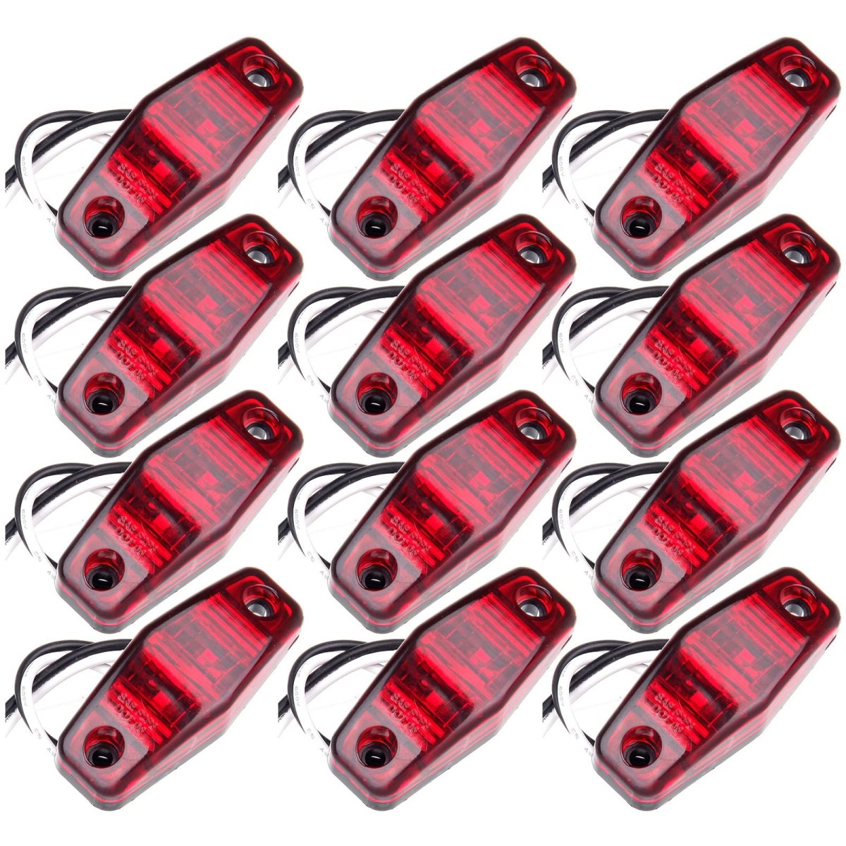 12 Pack 5 In 2 Led Side Marker Clearance Lights Red Lens And Light Waterproof Universal Surface Mount For Trailer Truck Rv Atv