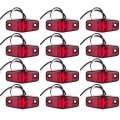 12 Pack 5 In 2 Led Side Marker Clearance Lights Red Lens And Light Waterproof Universal Surface Mount For Trailer Truck Rv Atv 