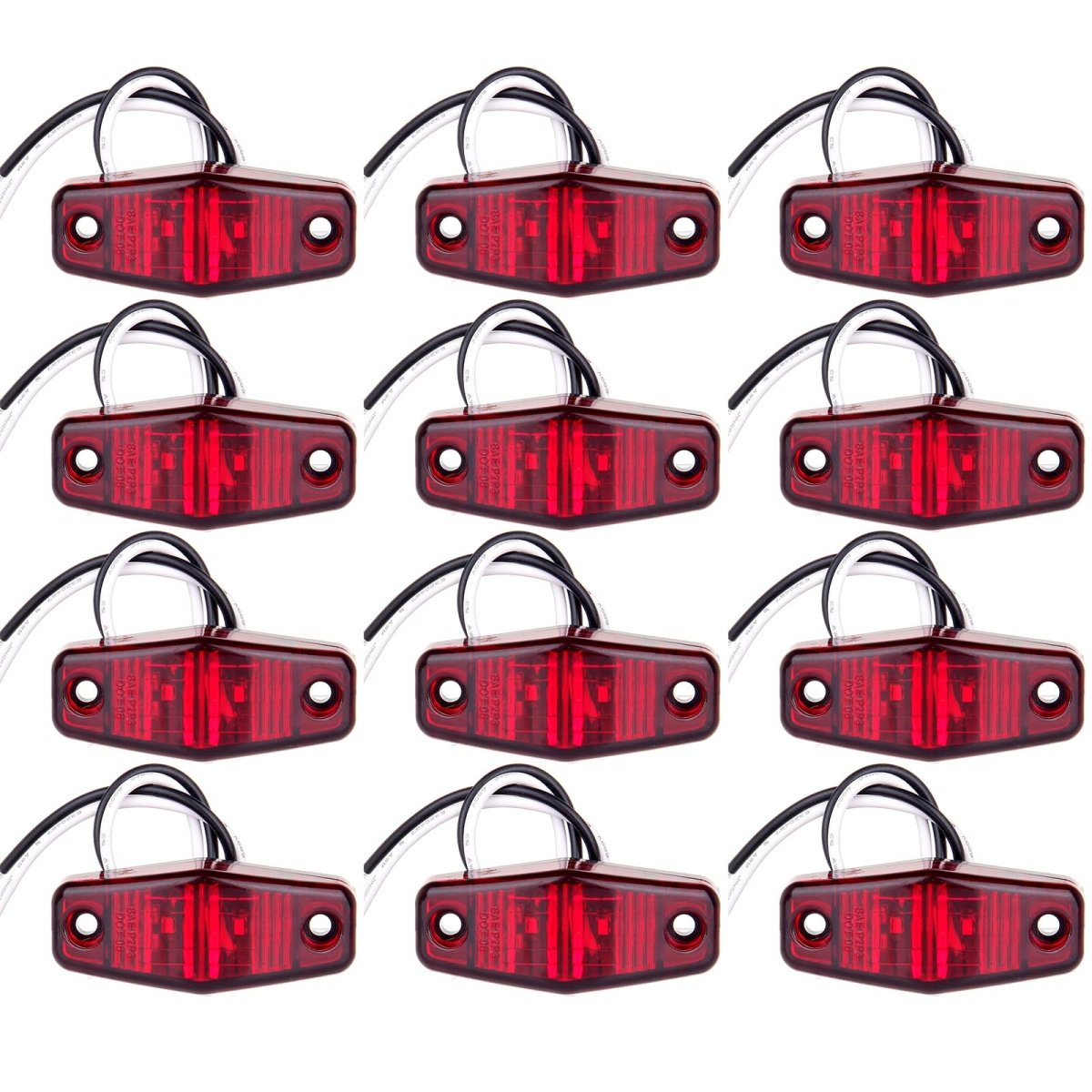 12 Pack 5 In 2 Led Side Marker Clearance Lights Red Lens And Light Waterproof Universal Surface Mount For Trailer Truck Rv Atv