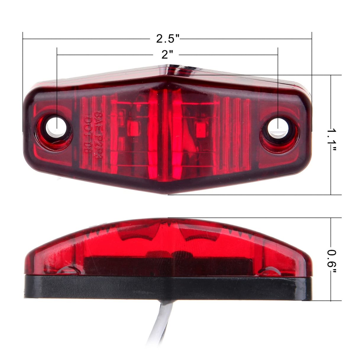 12 Pack 5 In 2 Led Side Marker Clearance Lights Red Lens And Light Waterproof Universal Surface Mount For Trailer Truck Rv Atv