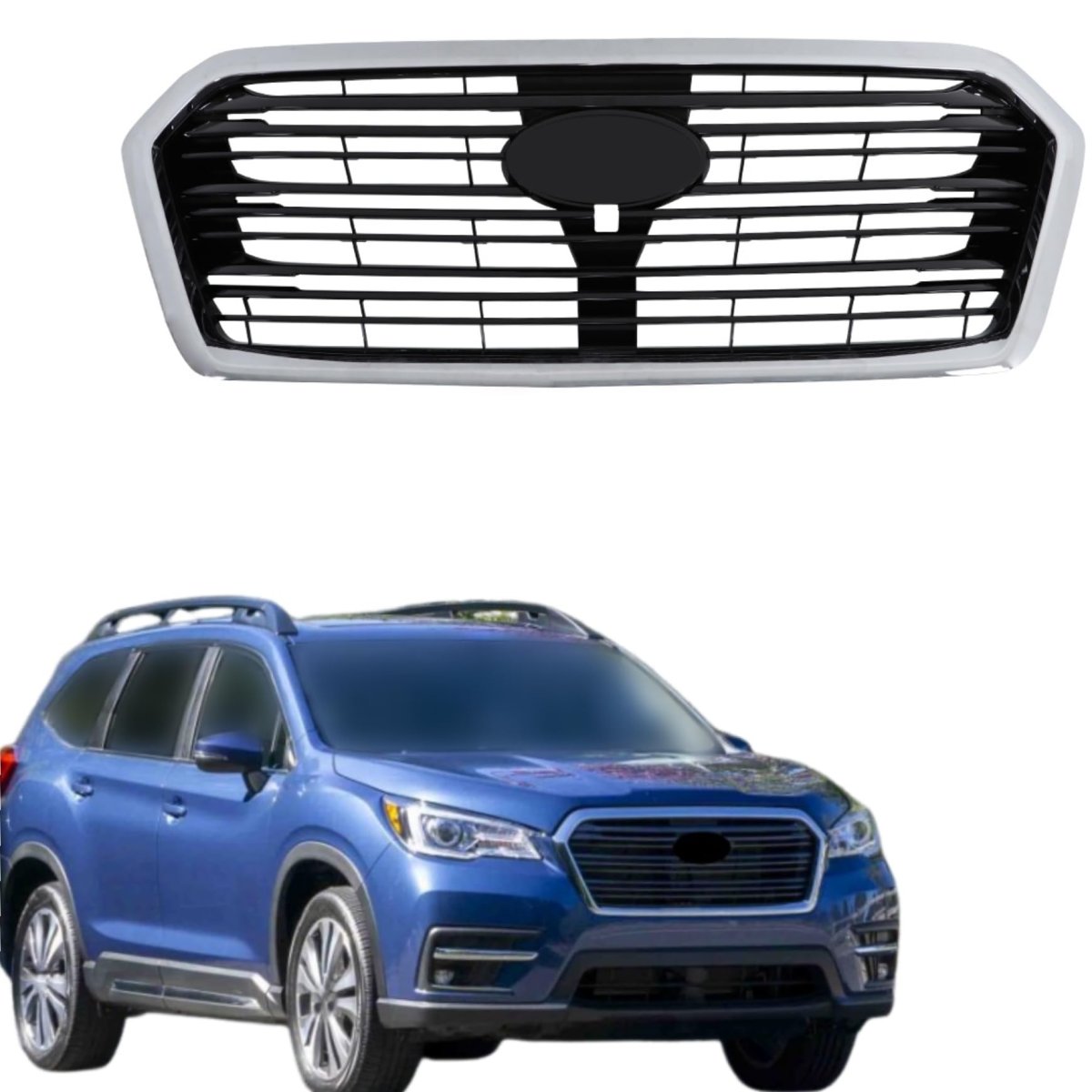 Front Upper Grille Chrome Frame And Black Straight Trim Replacement For Ascent 2019 2020 2021 2022 91121xc01a