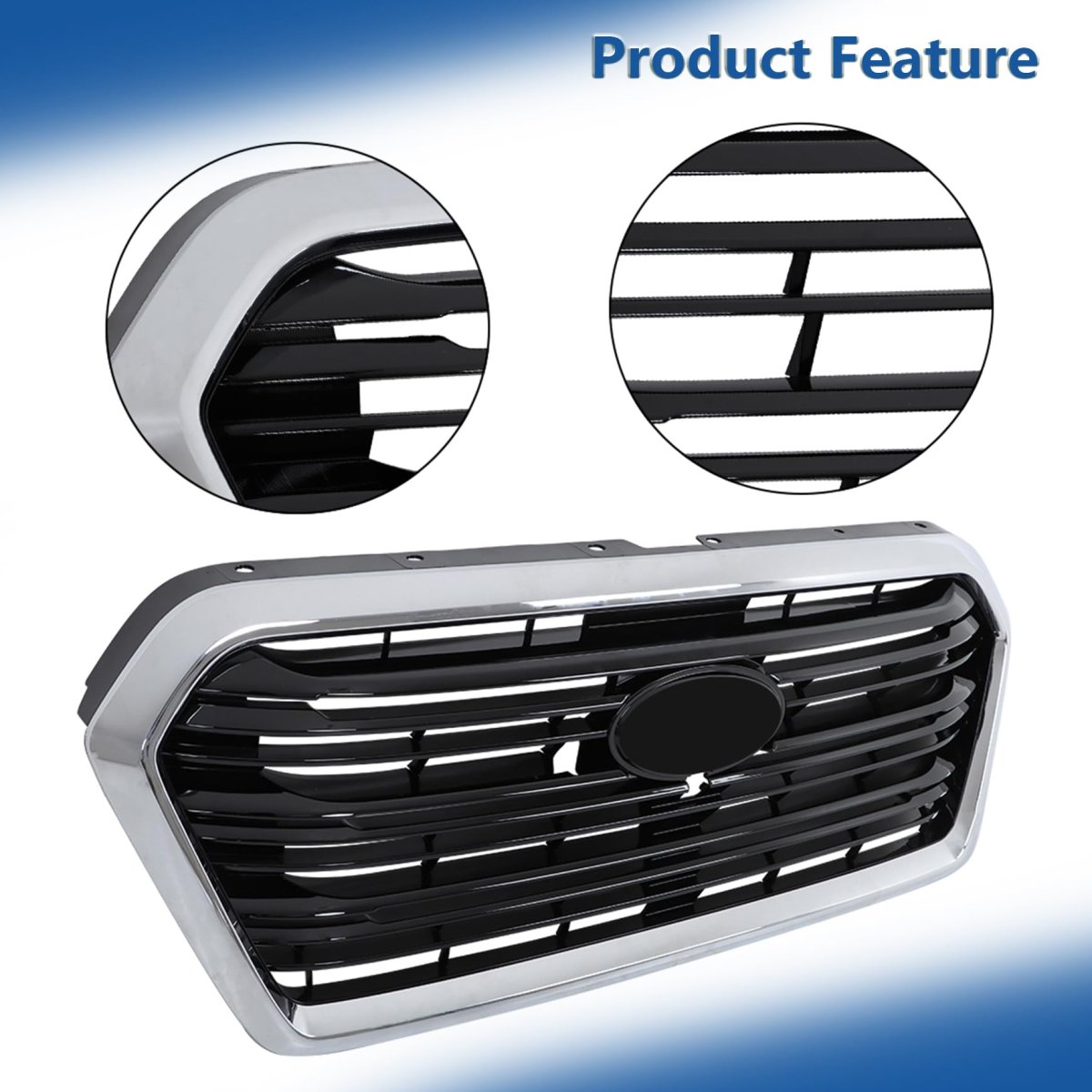 Front Upper Grille Chrome Frame And Black Straight Trim Replacement For Ascent 2019 2020 2021 2022 91121xc01a