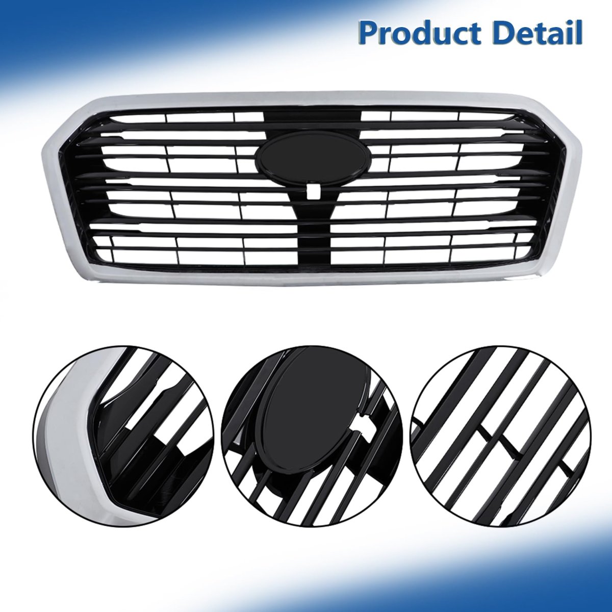 Front Upper Grille Chrome Frame And Black Straight Trim Replacement For Ascent 2019 2020 2021 2022 91121xc01a