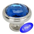 Cosmas 5317sn-bl Satin Nickel Cabinet Hardware Round Knob With Blue Glass 1-1 4 Diameter 5 Pack 
