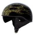 Hot Leathers Hld1047 Gloss Black Camo Skull Flames Advanced Dot Half Helmet With Drop Down Tinted Visor Xx-large 