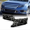 Akkon Fits 2010 2011 2012 Ford Fusion Halogen Type Projector Black Headlights Headlamp Pair Driver Left Passenger Right 