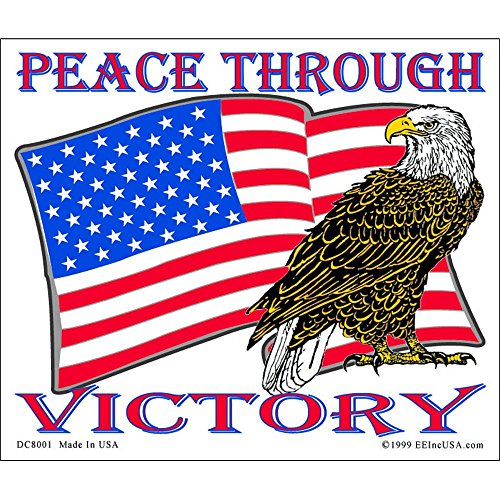 Peace Through Victory American Flag Bald Eagle Sticker 4 -3