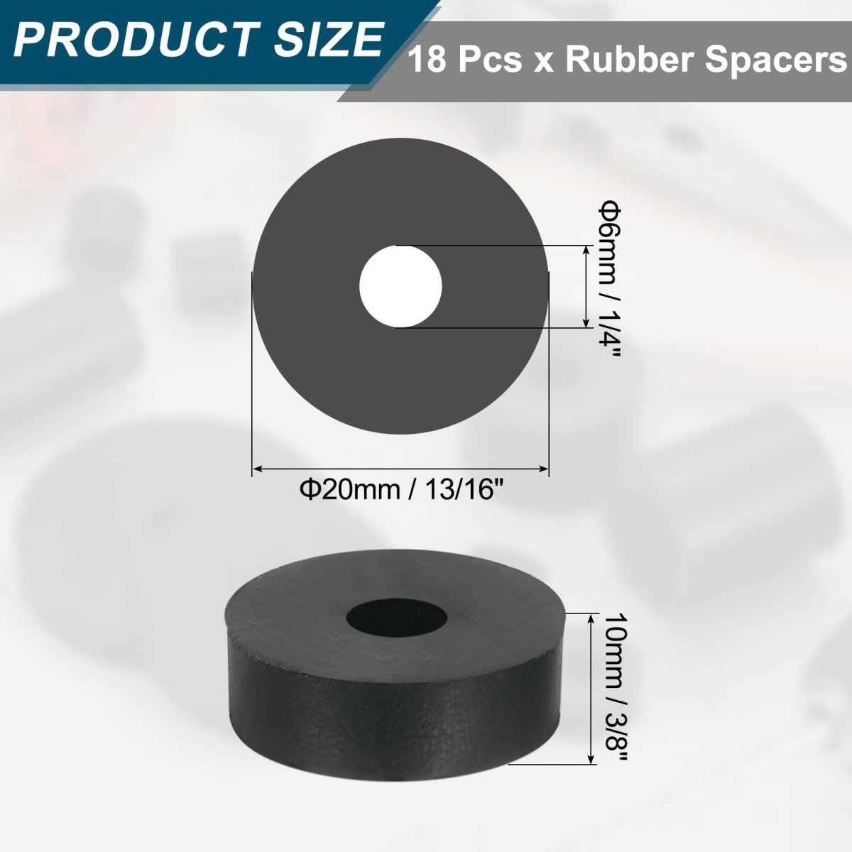 18pcs Thick Rubber Spacer 13 16 Inch Od X 1 4 Id 3 8 Thickness Round Bushings Anti Vibration Flat Washers For Home Industrial