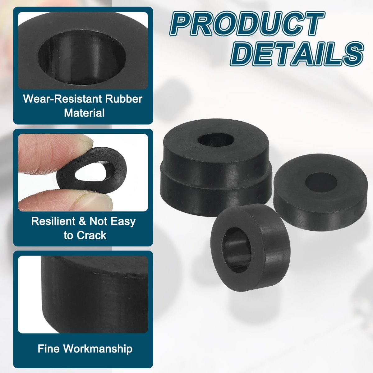 18pcs Thick Rubber Spacer 13 16 Inch Od X 1 4 Id 3 8 Thickness Round Bushings Anti Vibration Flat Washers For Home Industrial