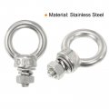 Uxcell M6x12 1 4 X1 2 Stainless Steel Eye Bolts Threaded Screw Eyebolt Shoulder Ring With Nuts Washers For Lifting Hanging 10