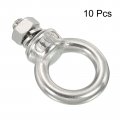 Uxcell M6x12 1 4 X1 2 Stainless Steel Eye Bolts Threaded Screw Eyebolt Shoulder Ring With Nuts Washers For Lifting Hanging 10